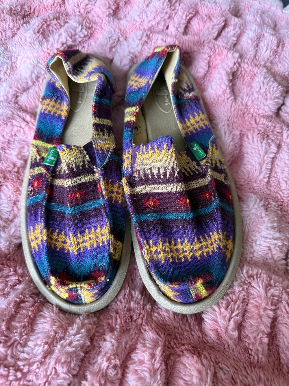 Sanuk Colorful Patterned Slip-On Shoes - Purple & Multicolor